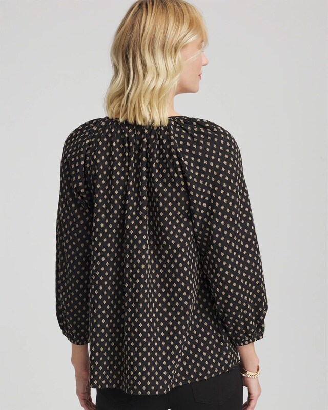 Floral Print Tie-Neck Top - image 3